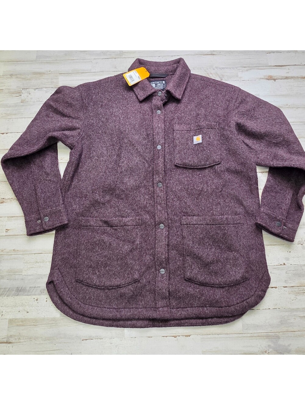 Carhartt Women's L Purple Heather Loose Fit Fleece Shirt Jacket TW5998-W NWT